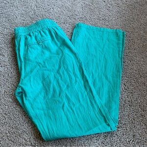 Forever 21 Teal Linen Blend Pants Size Small